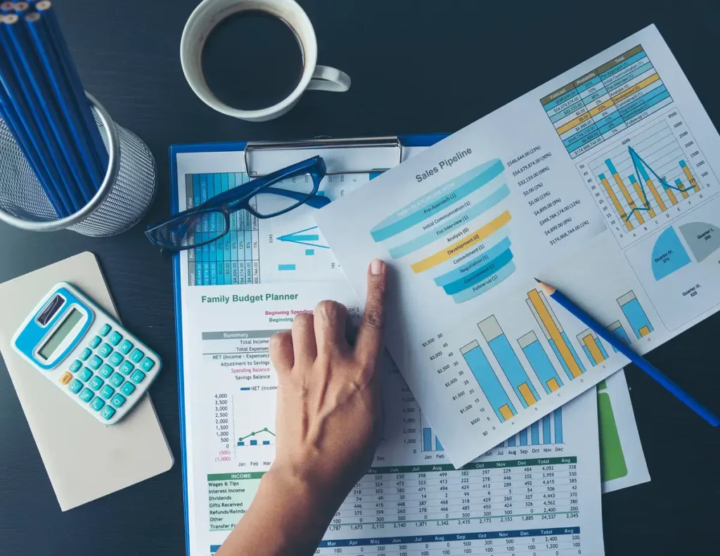bookkeeping financial reports and bank reconciliation charts at Predawn Accounting