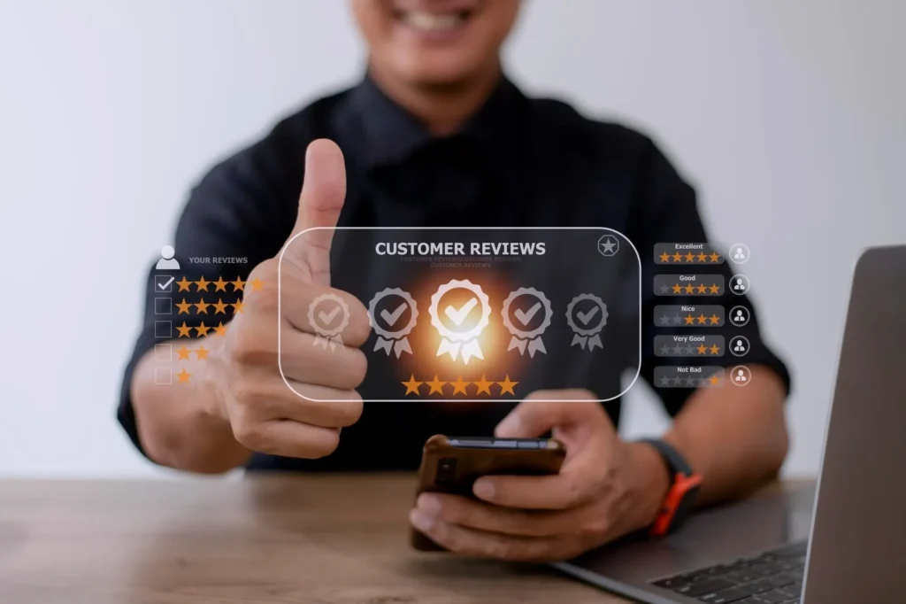 Five star customer review icon representing satisfied bookkeeping system setup