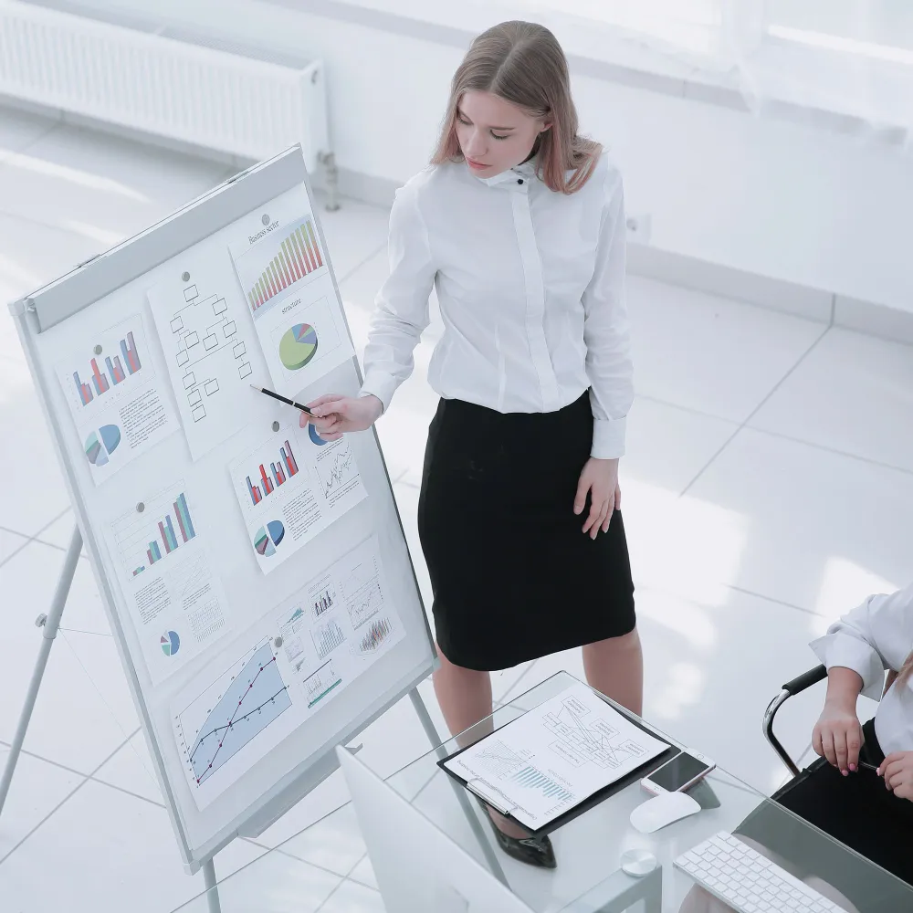 Presenting financial modelling services with charts