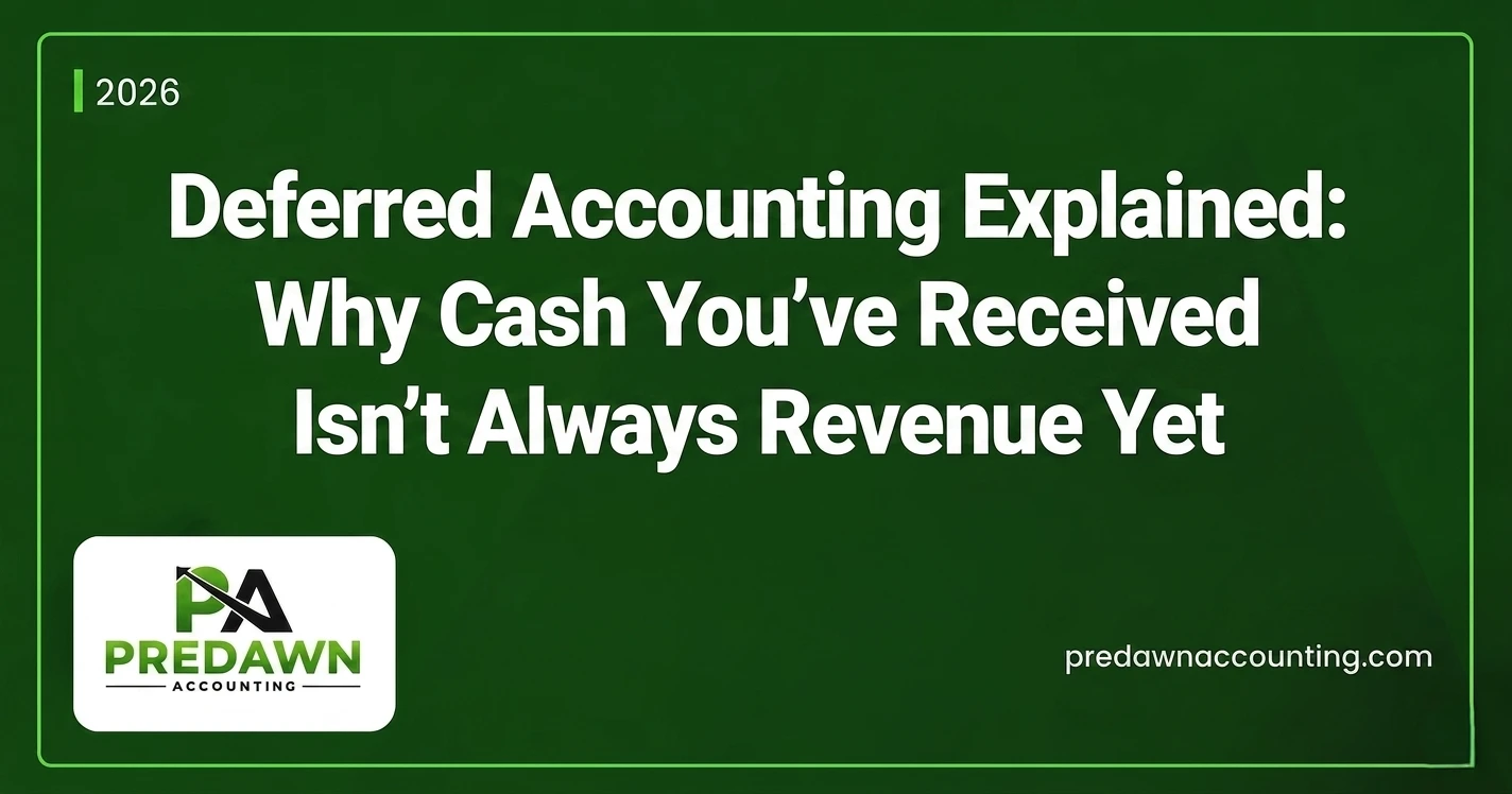Deferred Accounting Explained blog banner by Predawn Accounting