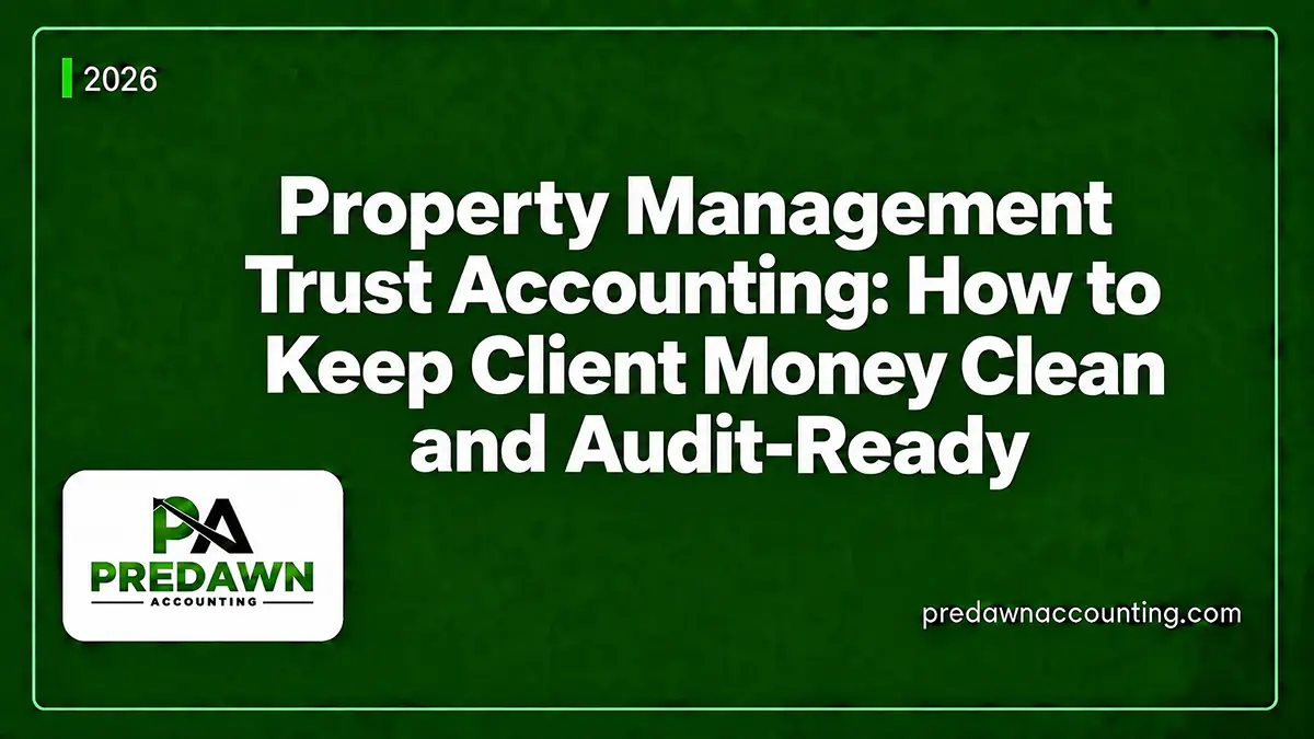 Property management trust accounting for secure client funds and accurate records by Predawn Accounting.