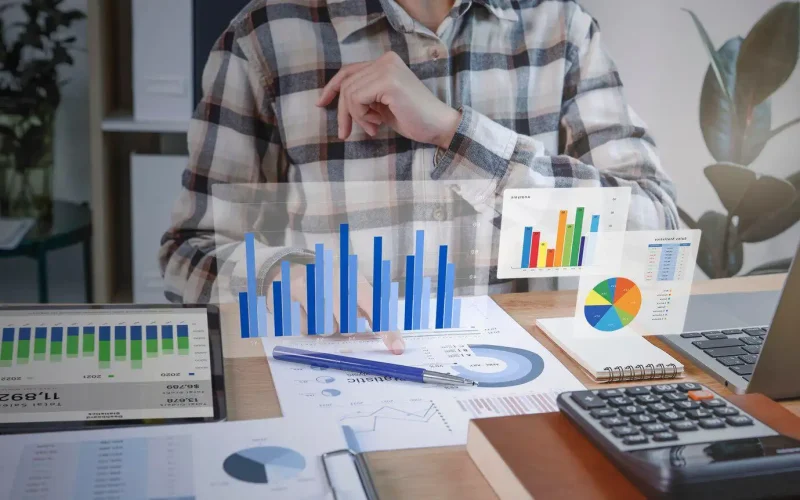 Business performance charts for accounting for marketing agencies